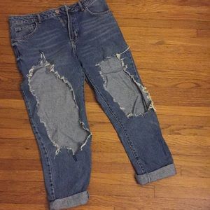 Once worn Destroyed Denim boyfriend Jeans